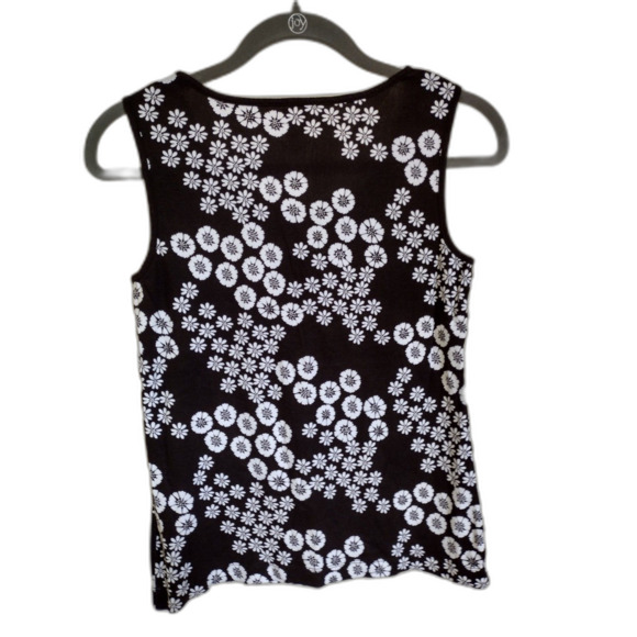 White Stag Tank Top Women Small 4-6 Brown with White Flowers - Picture 2 of 3